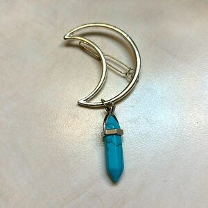 Womens Hair Clip SilverTurquoise Moon NWOT